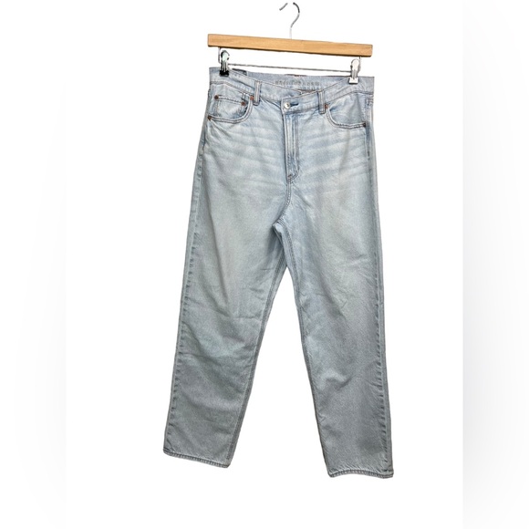 American Eagle Highest Rise Baggy Straight Crossover Waist Jeans Women’s 12 - Picture 1 of 6